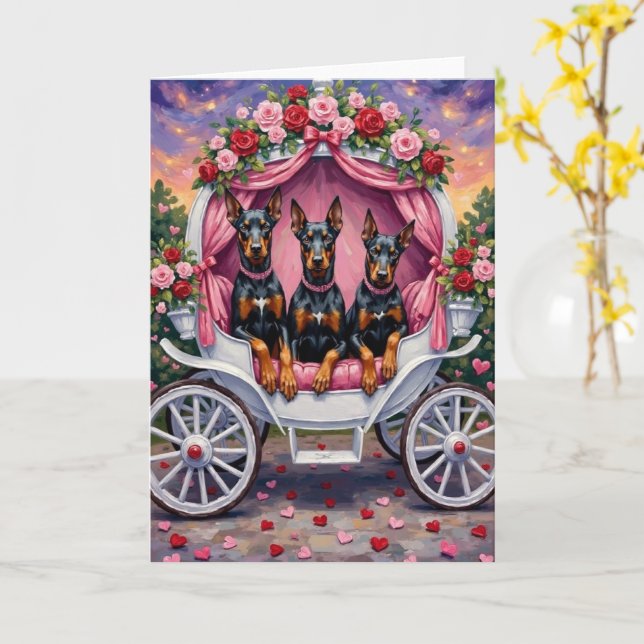 Cartão Doberman Dog Valentine's Day  (Flor Amarela)