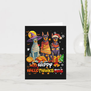 Cartão Doberman Feliz Hallothanksmas Amante de Cachorro N