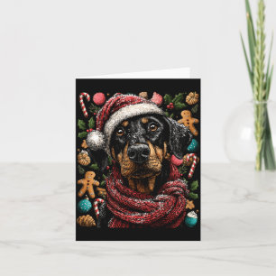 Cartão Doberman Festivo Com Chapéu De Papai Noel Inverno
