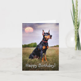 Cartão Doberman Happy Birthday