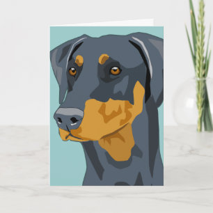 Cartão Doberman Head, Blue, Uncropped