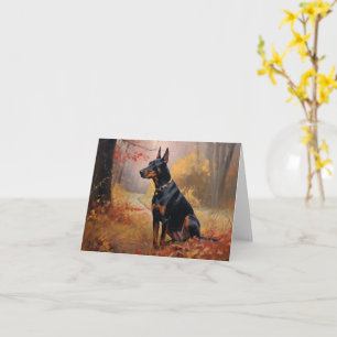 Cartão Doberman no Outono Folhas Caem Inspiram