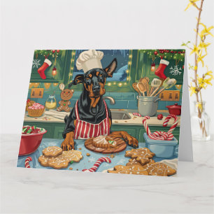Cartão Doberman Pinscher Holiday Baking Festivo Natal