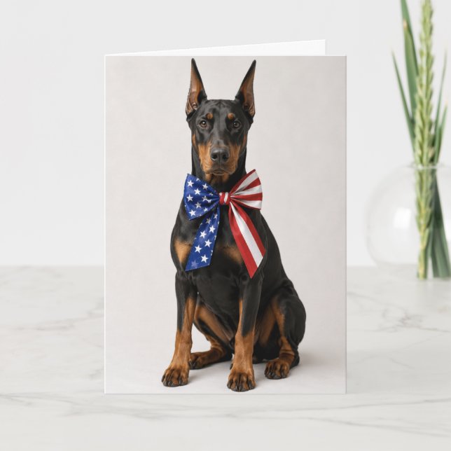 Cartão Doberman Pinscher Patriótico (Frente)