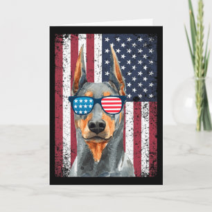 Cartão Doberman Pinscher Patriótico 4 De Julho EUA Americ