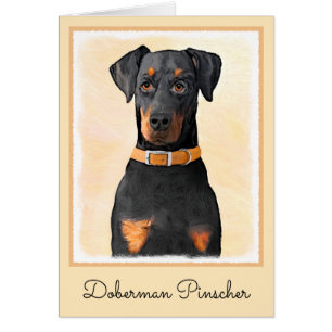 Cartão Doberman Pinscher Pintura Original Descortada
