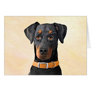Cartão Doberman Pinscher Pintura Original Descortada