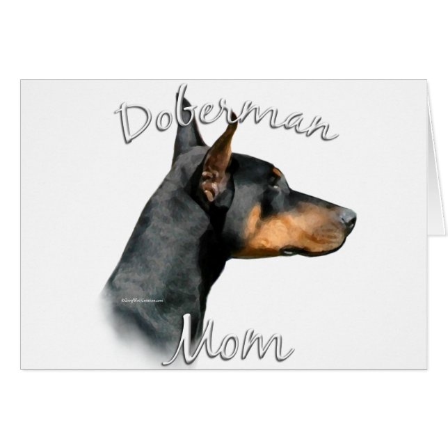 Cartão Doberman Pinscher (preto) Mãe 2 (Frente Horizontal)
