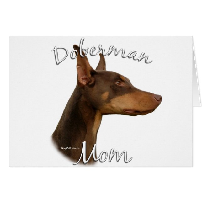 Cartão Doberman Pinscher (vermelho) Mãe 2 (Frente Horizontal)