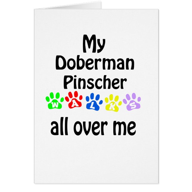 Cartão Doberman Pinscher Walks Design (Frente)
