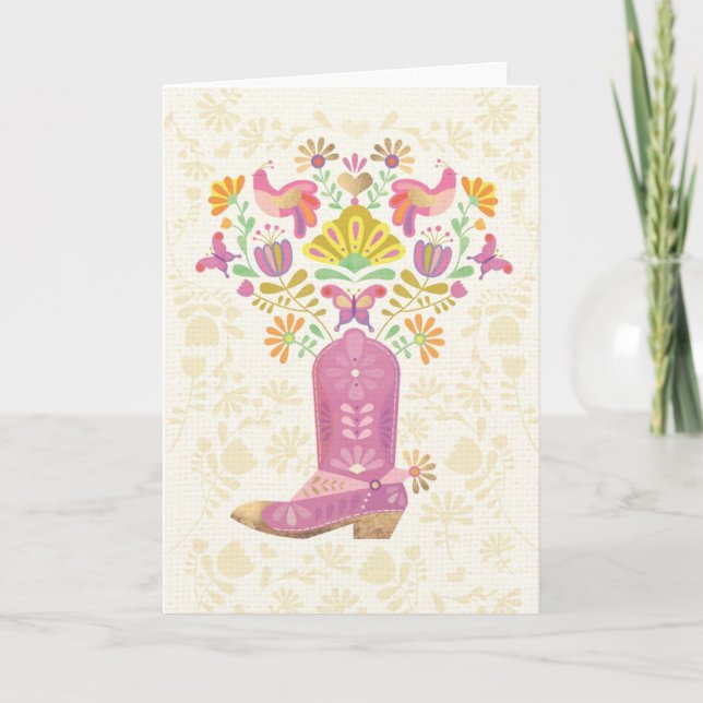 Cartão Dobrado Boot & Flores (Frente)