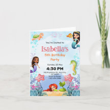 Cartão Dobrado da Festa de 5 Anos da Sereia Debaix