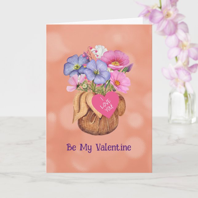 Cartão Dobrado de 5" x 7" Flores Para Minha Valent (Orquídea)