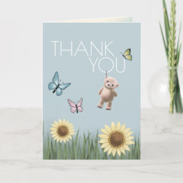 Cartão Dobrado de Agradecimento Bebê Sunflower Ted