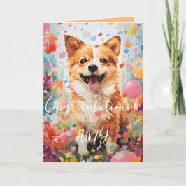 Cartão Dobrado de Cachorrinho Alegre em Aquarela C