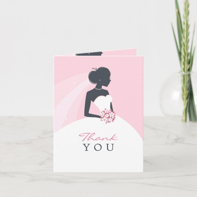 Cartão Dobrado de Chuveiro de Noiva Agradecido (Frente)