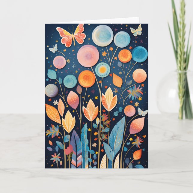 Cartão Dobrado de Colagem da Natureza em Cores de  (Frente)