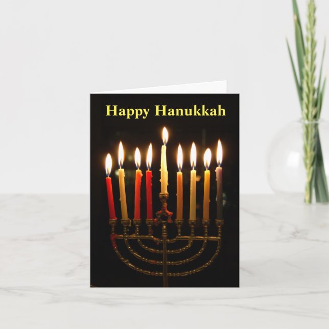 Cartão dobrado de Menorah e Velas de Hanukkah (Frente)