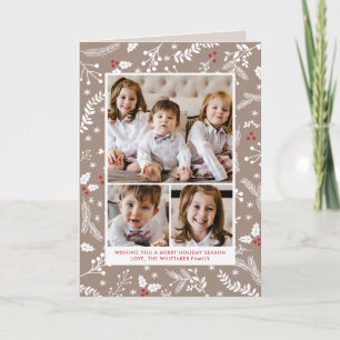 Cartão dobrado de Natal Ecru Berries