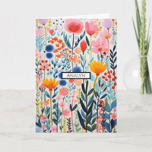 Cartão Dobrado de Planta Botânica Colorida Elegant