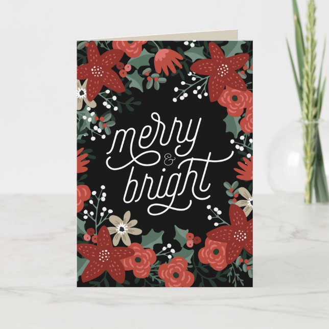 Cartão dobrado de Poinsettia de Natal (Frente)