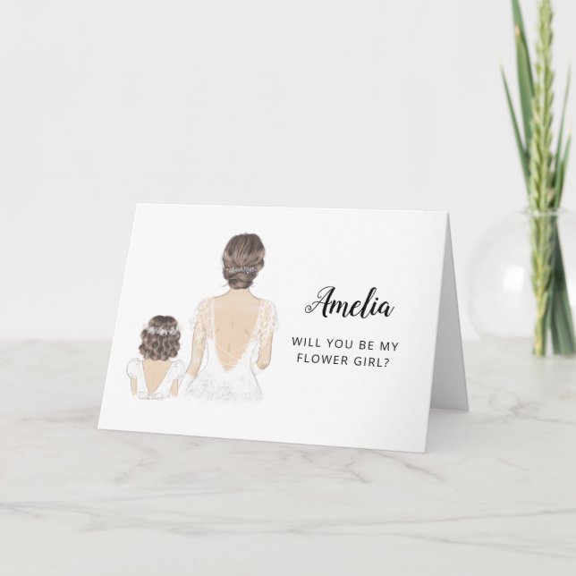 Cartão Dobrado de Proposta de Menina de Flores (Frente)