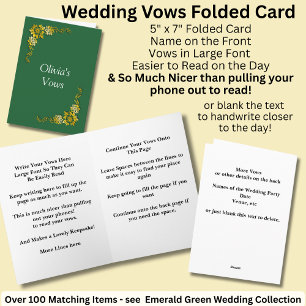 Cartão Dobrado de Votos de Casamento Esmeralda Ver