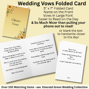 Cartão Dobrado de Votos de Casamento Flores Amarel