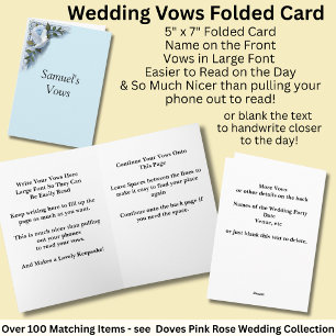 Cartão Dobrado de Votos de Casamento Rosas Azuis &