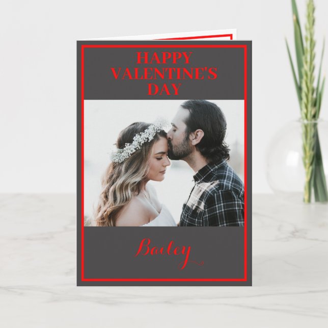 Cartão Dobrado do Dia dos Namorados com Duas Fotos (Frente)