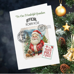 Cartão Dobrado do Papai Noel Antigo do Polo Norte 