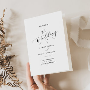 Cartão dobrado do programa de casamento minimalist