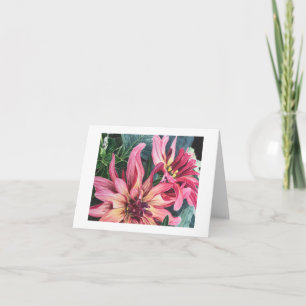 Cartão dobrado para pintura de dahlia aquarela