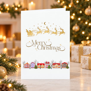 Cartão Dobrado Personalizado da Aldeia de Natal