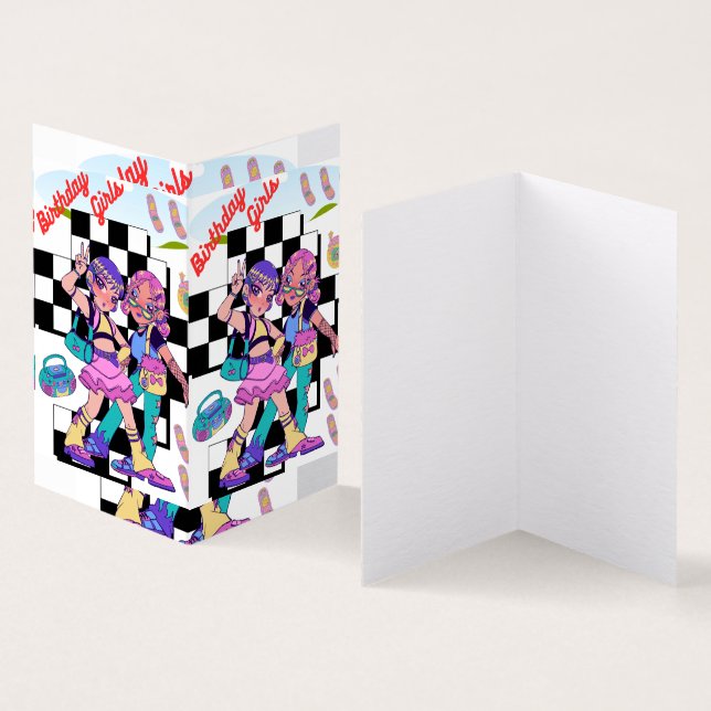 cartão dobrado por garotas de moda simmi (Interior e exterior)