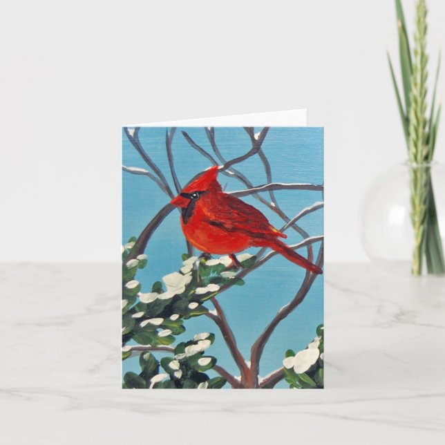 Cartão Dobrado Winter Cardinal (Frente)