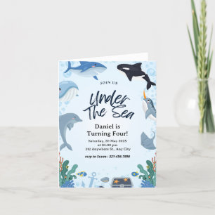 Cartão Dobrável de Aniversário do Tubarão Náutico 