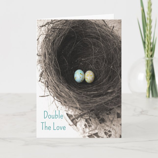 Cartão Dobre A Placa De Parabéns De Gêmeos Da Placa De Am (Frente)