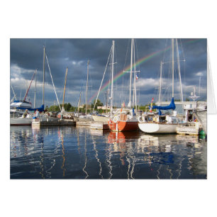 Cartão Doca do barco na fotografia do porto
