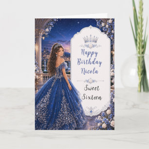 Cartão Doce 16 Princesa Jardim Azul Meia-Noite