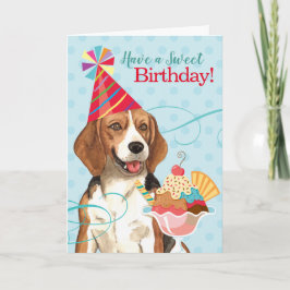 Cartão Doce Beagle de Aniversário