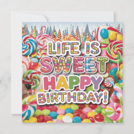 Cartão Doce Candyland Birthday Design - Divertido e Color