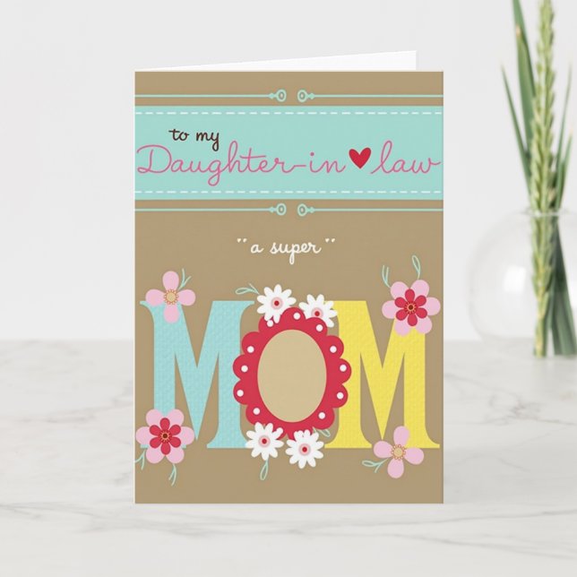 Cartão Doce Carta de Mãe para Nora (Frente)