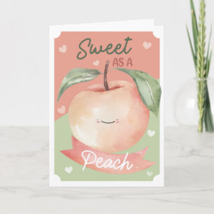 Cartão Doce como um Pêssego Adorável Aquarela para o Dia 