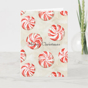 Cartão Doce De Hortelã Vermelho Creme Natal