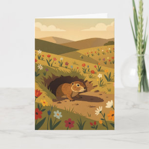 Cartão Doce Dia da Marmota Desejando a Primavera!