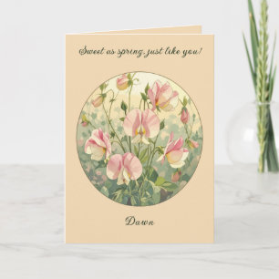 Cartão Doce Flor de Ervilhaça Art Nouveau
