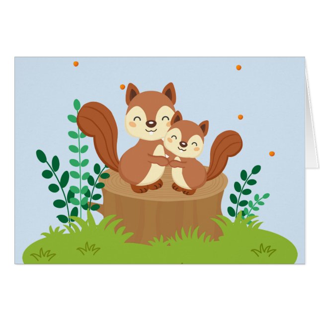 Cartão Doce mãe e Dia de as mães de esquilos bebês (Frente Horizontal)