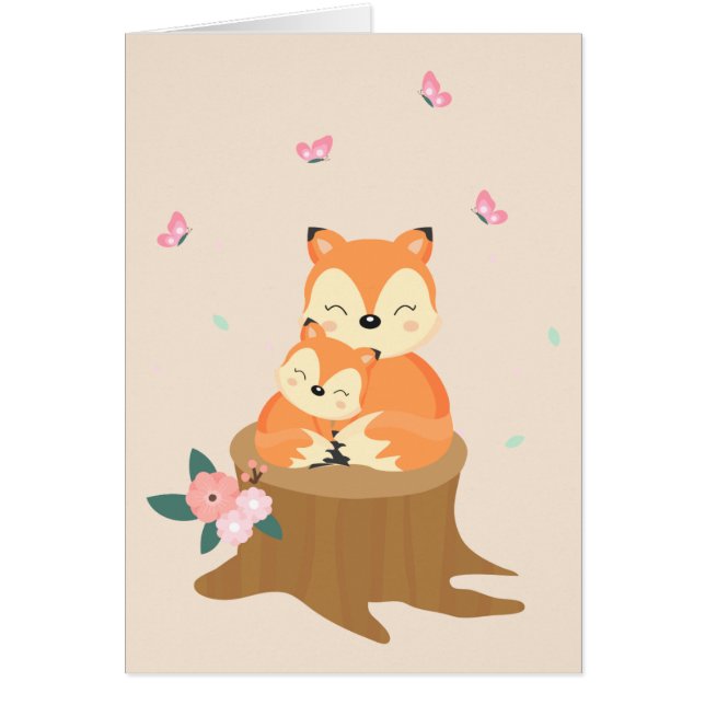 Cartão Doce mãe e Dia de as mães de raposas (Frente)