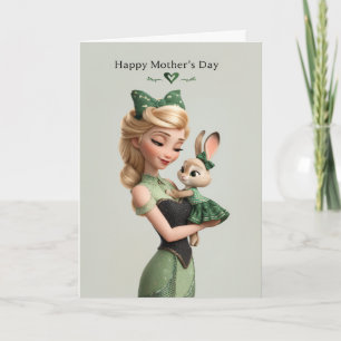 Cartão Doce Mamãe e Bebê Coelhinho Feliz Dia das Mães